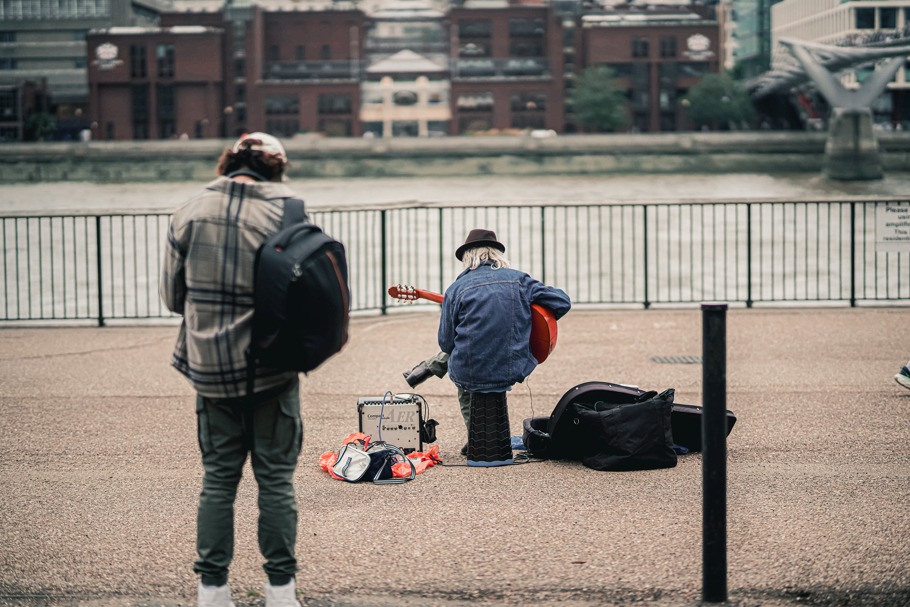 Riverside busker